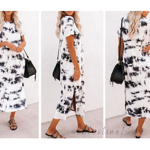 🎉HP🎉NEW Tie Dye Print Split Dress - Picture 1 of 8